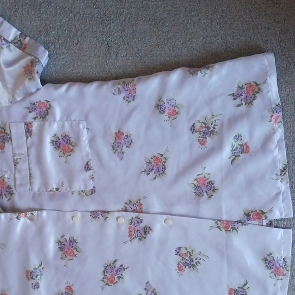 Vintage Hand Crafted Silk Button Down PJ Top - Picture 7 of 9